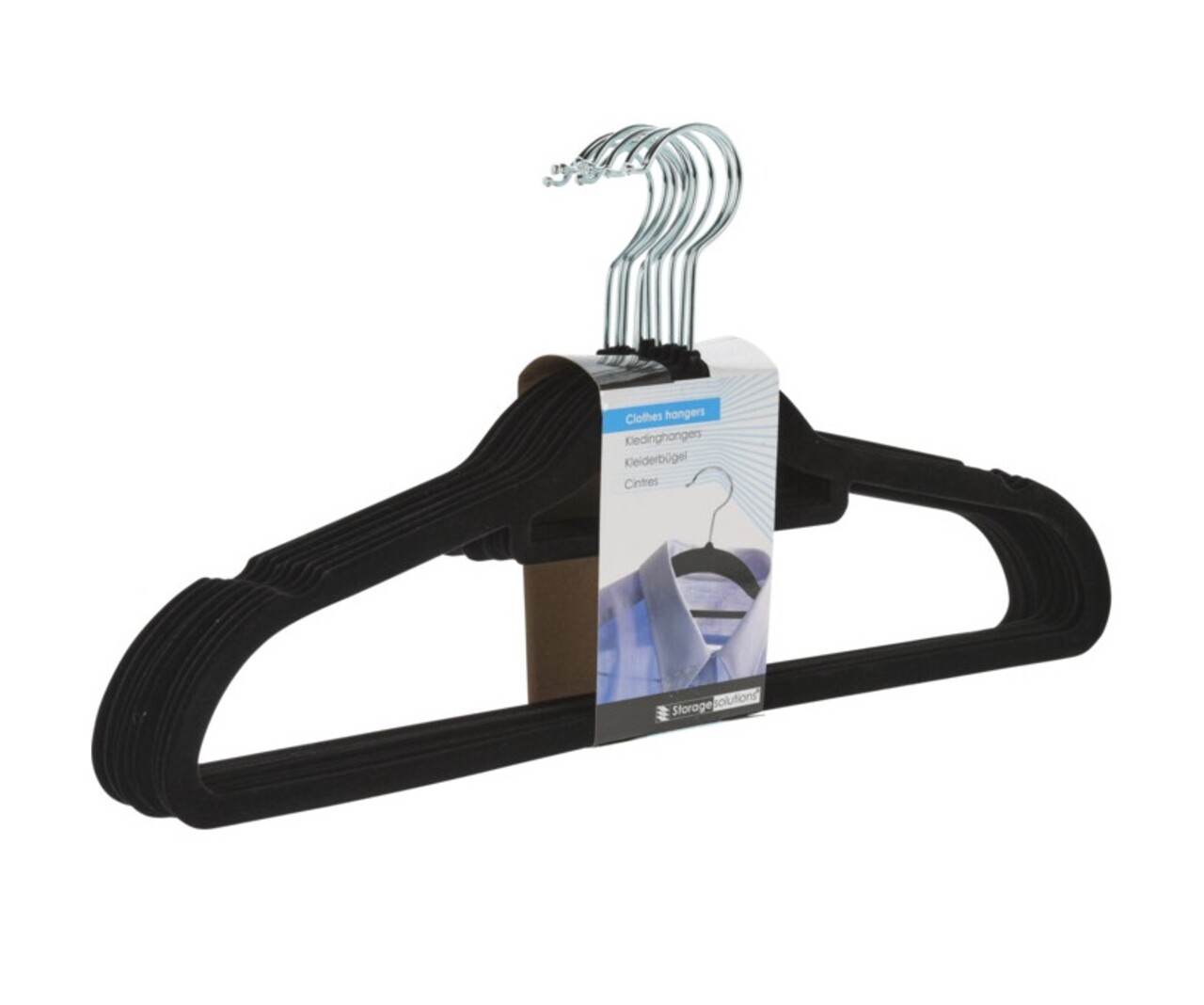 Set 10 umerase pentru haine acoperite cu catifea, Excellent Houseware, 45x24 cm, negru - imagine 3